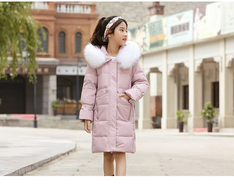 Christmas Teens Girls Down Jacket Winter Long Jackets Children Outerwear White Duck Down Warm Winter Jacket For Girls Fur Hooded (9)