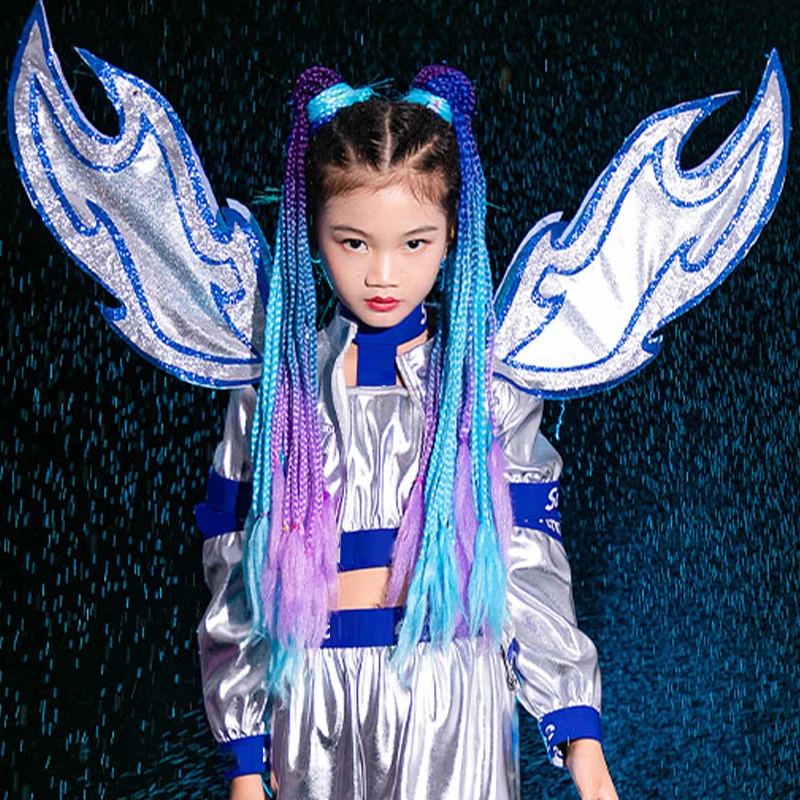 

Children Catwalk Show Costume Girls Customize Sequins Wing Performance Props Accessories Jazz Hip Hop Dance Wear YS2290
