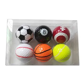 

Novelty Assorted 6Pcs Golf Balls Strong Resilience Force Sports Practice Toys Basketball Football Tennis Baseball 8-Ball