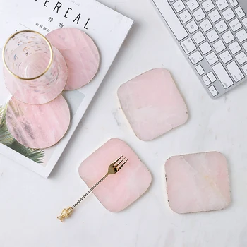 

Pink Europe Luxury Natural Crystal Coaster Placemat Durable Insulation Decoration Posavasos Ceramica Tea Infuser Tumbler EC50BD