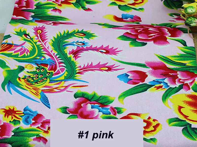 1 pink 50 см* 160 см Китайский Феникс пион узор хлопок печать ткань Постельное белье Текстиль саржа ткань материал - Цвет: 1 pink