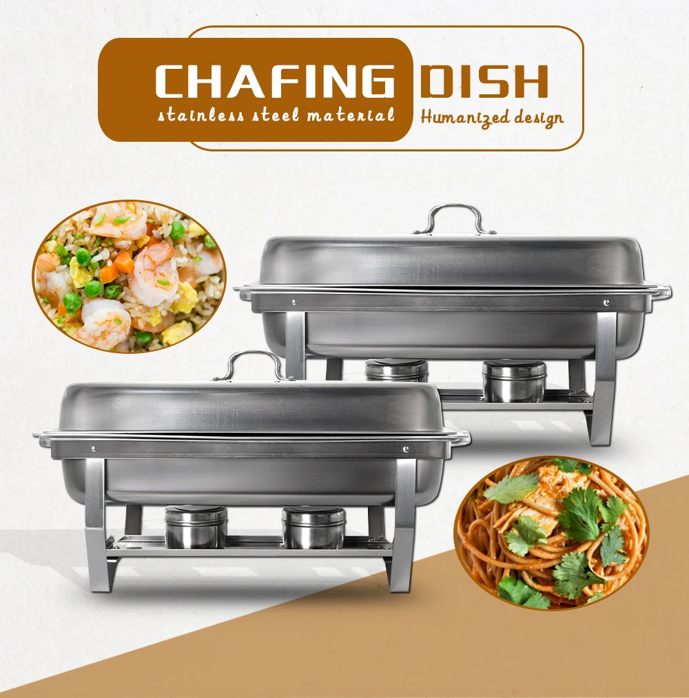 LARGE 2 PANS CHAFING DISH SET STAINLESS STEEL 8.5L PARTY CATER FOOD WARMER  FUEL