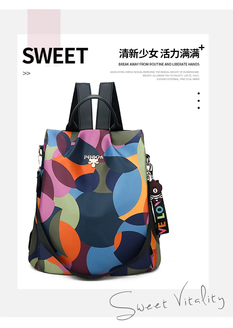 Женский рюкзак из ткани Оксфорд, новинка, стильный Противоугонный рюкзак, водонепроницаемый рюкзак для студентов, школьная сумка