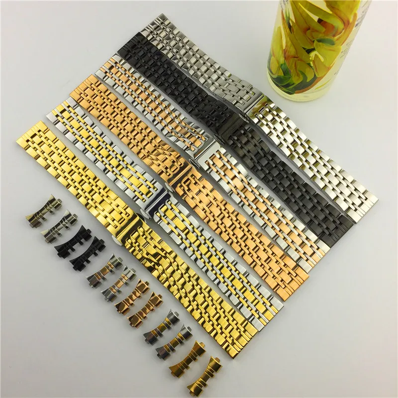 Stainless Steel Metal Watch Band Bracelet 12mm 14mm 16mm 18mm 20mm 22mm 24mm Wrist Strap Watchband with Hollow arc interface