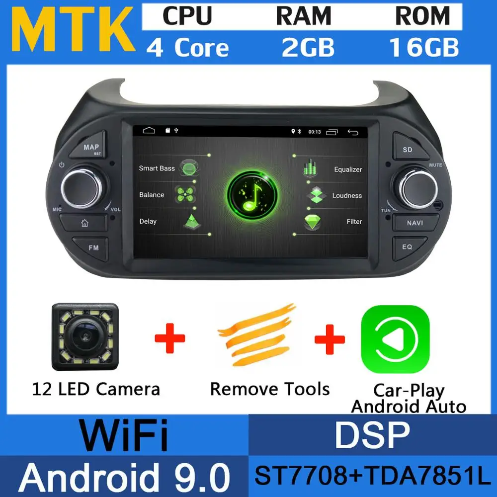 MTK-Carplay 5 USB Port PX6/Octa Core Android 9.0 Car DVD Player For FIAT Fiorino/Qubo Citroen Nemo/Peugeot Bipper Car Radio GPS DSP - Цвет: MTK-Carplay