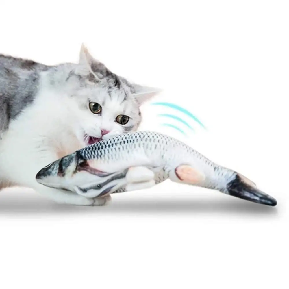 Электрическая игрушка для кошек с USB зарядкой имитация рыбы мягкие плюшевые