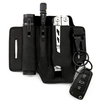

Sheath for Multitool Sheath EDC Pocket Organizer with Key Holder for Belt and Flashlight Sheath Multitool Pouch Black