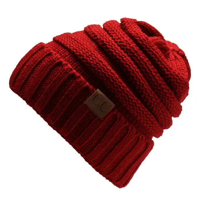 VIIANLES новые модные складывающиеся шапочки теплые шерстяные зимние шапки для женщин Skullies Beanies одноцветные вязаные эластичные шапки с буквенным принтом - Цвет: M148 Wine Red