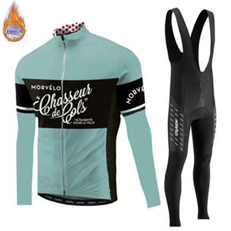 Maillot Ropa Ciclismo Morvelo Зима Велоспорт Джерси pro команда с длинным рукавом набор термо флис мужские гонки MTB велосипед одежда