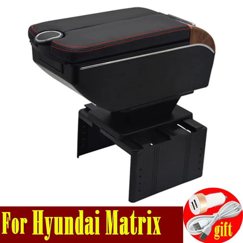 Для Hyundai Matrix подлокотник коробка двойные двери открыть 7USB центр консоль для