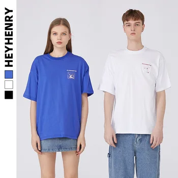 

Fashion Men Tide Loose Printing Letter Couples Short Sleeve T Shirt Ins Trendsetter Oversize Summer Thin Concise T-shirt