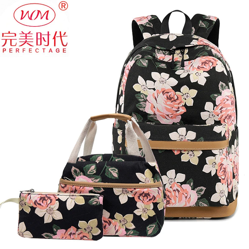 

2019 New Style Korean-style Three-piece Set Backpack Oxford Cloth Middle School Students School Bag USB Computer Bag Outdoor Bac
