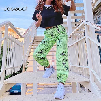 

Casual Print Ladies Streetwear Cargo Pants Women Hip Hop Baggy Trousers Fashion High Waisted Baggy Pants Autumn Outfits