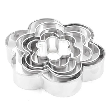 

5 copies - silver pastry / biscuit cookie pcs, flower shape