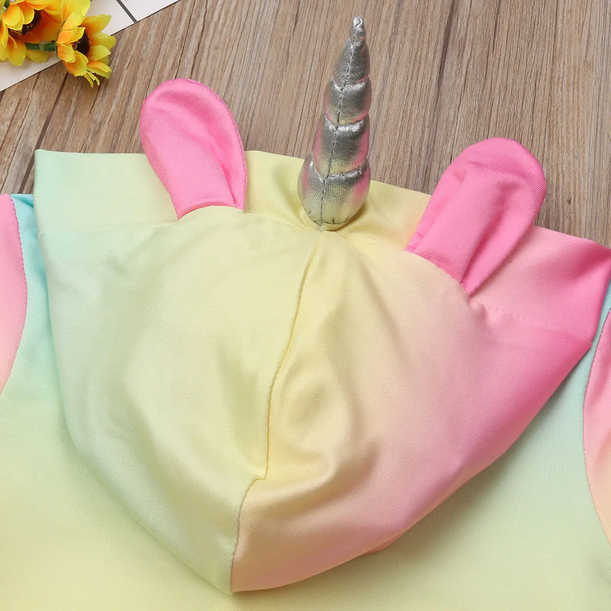 Костюм для новорожденных девочек Единорог комбинезон 3D рога с капюшоном с длинным рукавом комбинезон с капюшоном Осенняя Милая одежда