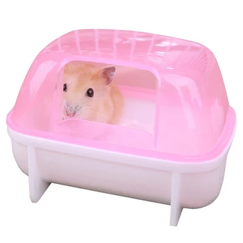 

Hamster Bathroom Large Space Anti-Spills Sand Bath for Small Animals Cleaning Tools Plastic House with Solid Base Toilet
