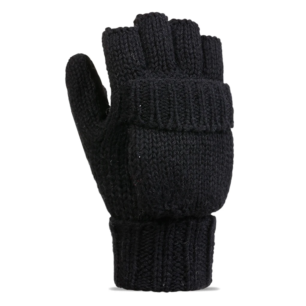 Unisex Winter Fliptop Gloves Fingerless Pop-top Convertible Knit Cycling Warm Keeping Gloves
