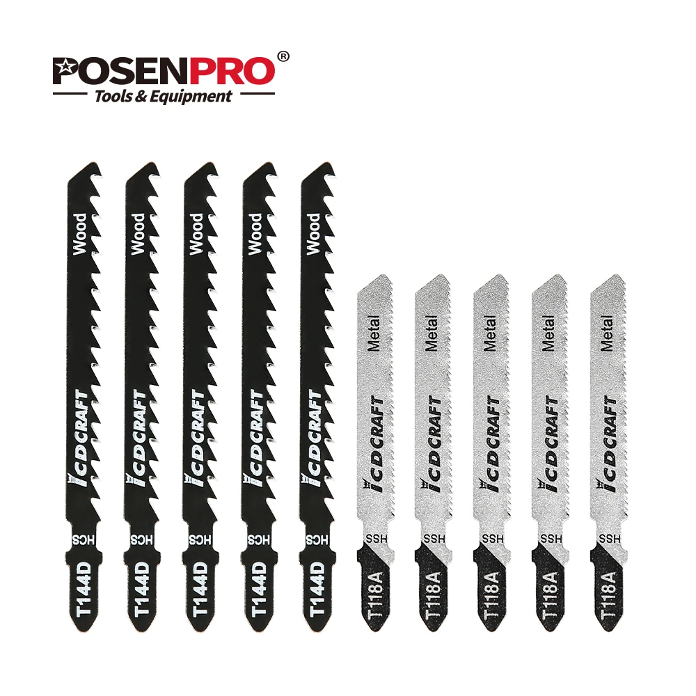 POSENPRO 5 Piece per Set Assorted T Shank Jig Saw Blade Set T144D for