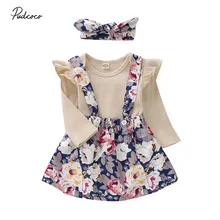 Г. Брендовая одежда для маленьких девочек повседневная одежда трикотажное боди с длинными рукавами, топы, детские юбки осенняя одежда с цветочным рисунком, 2 предмета