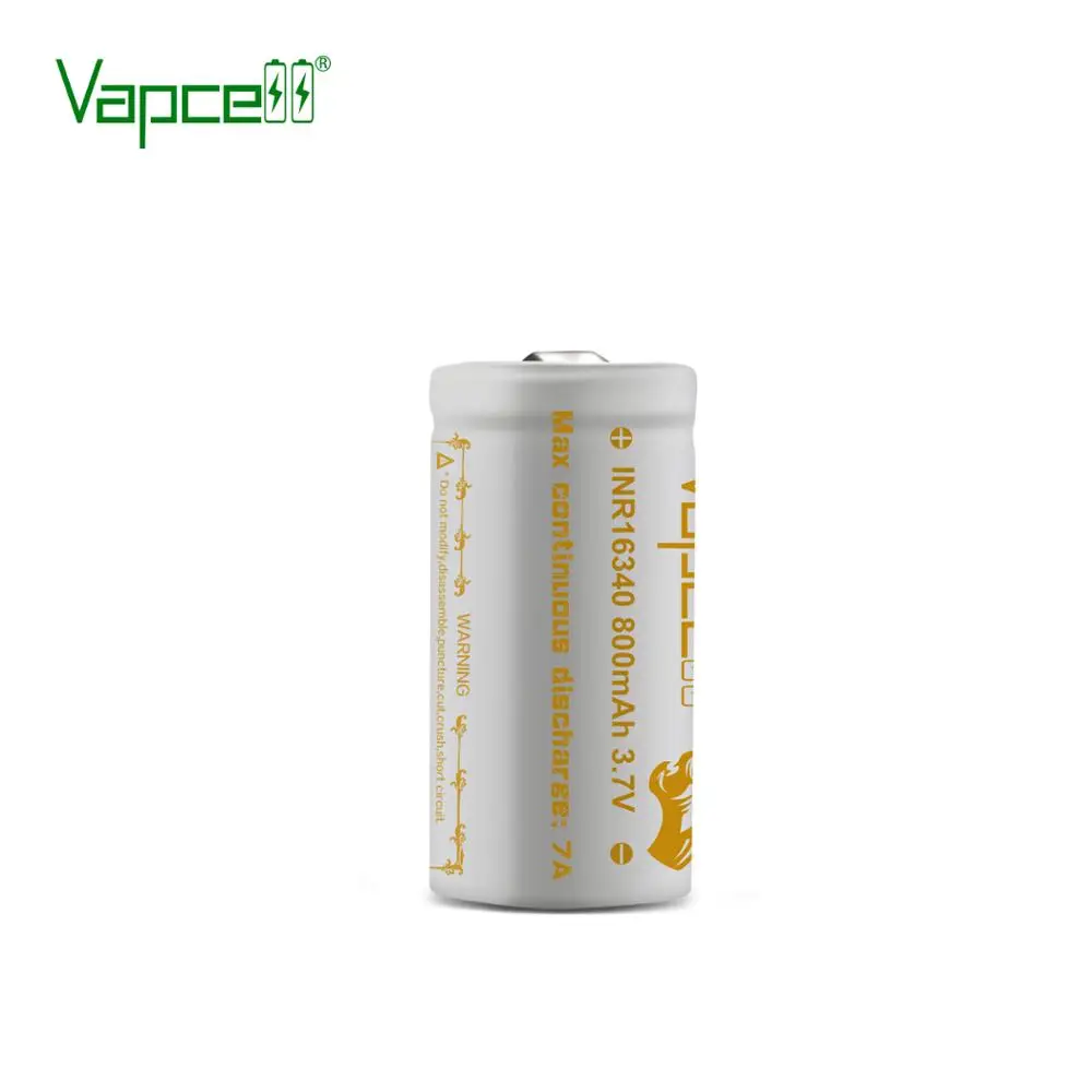 Высокая мощность HKJ тест Vapcell 16340 800mah 7A 3,7 v RCR123A аккумуляторная батарея для фонарика