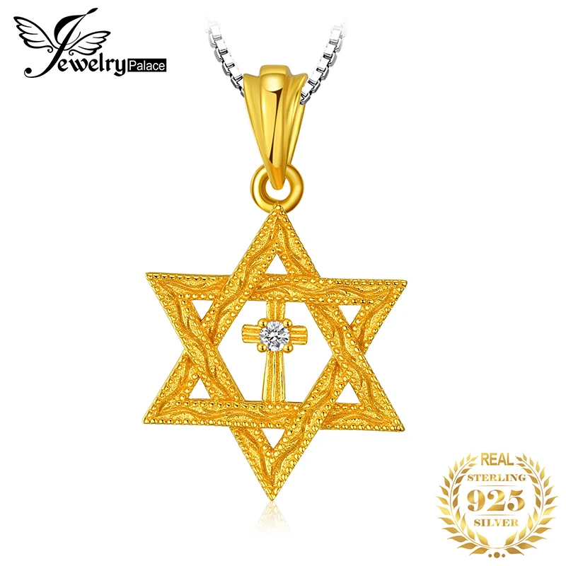 

JPalace Star David Silver Pendant Necklace 925 Sterling Silver Choker Statement Necklace Women Silver 925 Jewelry Without Chain