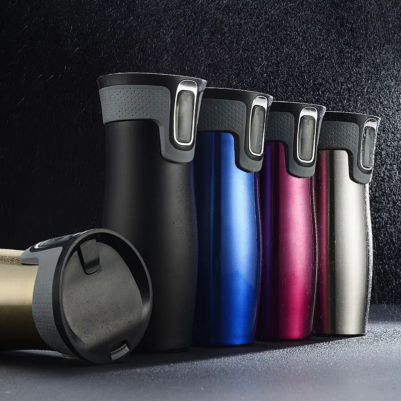 

450ml 16oz AUTOMATIC CUP thermos Travel Mug Thermo Coffee Stainless Steel Vacuum Mugs Water Flask Thermal Tea Bottle Auto Cups