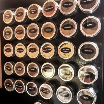 

Magnetic Spice Tins Set of 6pcs/9pcs/12pcs Stainless Steel Spice Jar With Clear Top Lid Spice Rack Organizer Container Set
