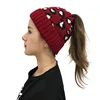 Women Casual Knitted High Ponytail Beanie Hat Lady Autumn Winter Cap Leopard Print Fashion Thick Warm Female Outdoor Sport Hats 2