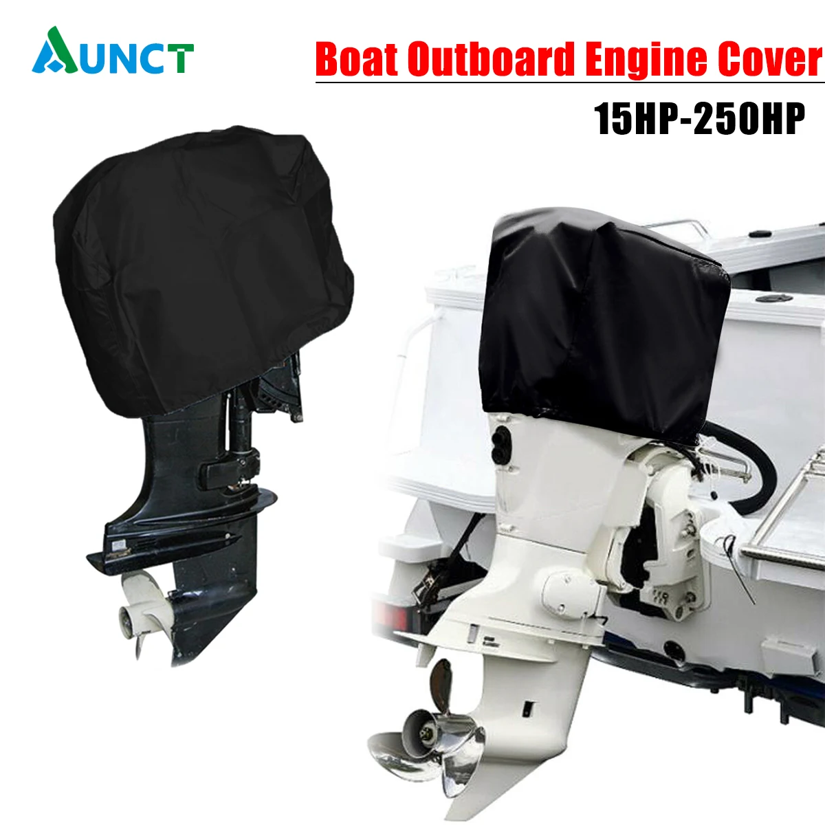 

Full Outboard Motor Engine Boat Cover Black 210D Oxford Waterproof Anti-scratch Heavy Duty Outboard Engine Protector 15-250HP