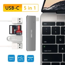 USBC концентратор 5 в 1 Тип C на 3 порта USB3.0 устройство для чтения карт SD TF USB C type-c док-станция для ноутбука адаптер для MacBook Pro 2017 2018(China)