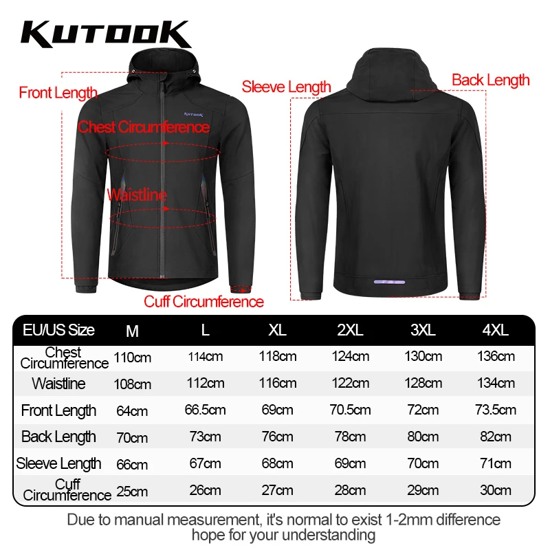 KUTOOK-Veste Softshell coupe-vent pour homme, vestes de sport de plein air, vêtements de cyclisme et de randonnée, coupe-vent chaud, manteau de vélo VTT, camping
