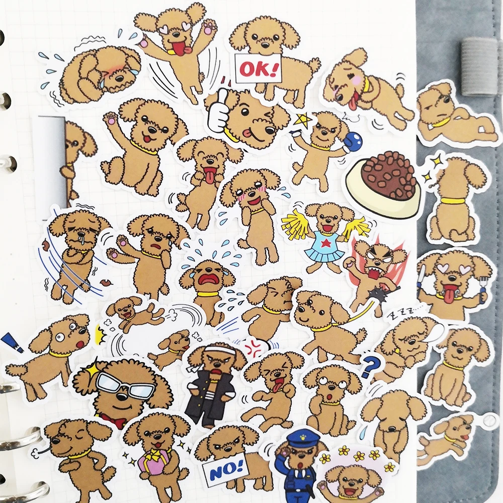 40 шт Пудель милые наклейки из мультфильмов бумага для собак канцелярские наклейки украшения Скрапбукинг дневник