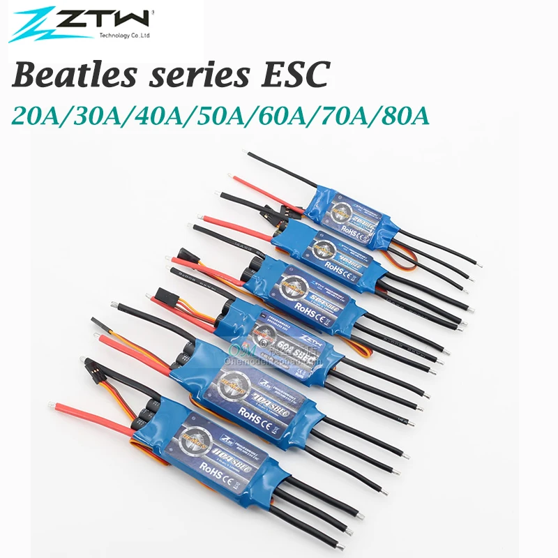 Контроллер скорости ZTW Beatles Series 2-6s 20A 30A 40A 50A 60A 80A ESC с программной картой для
