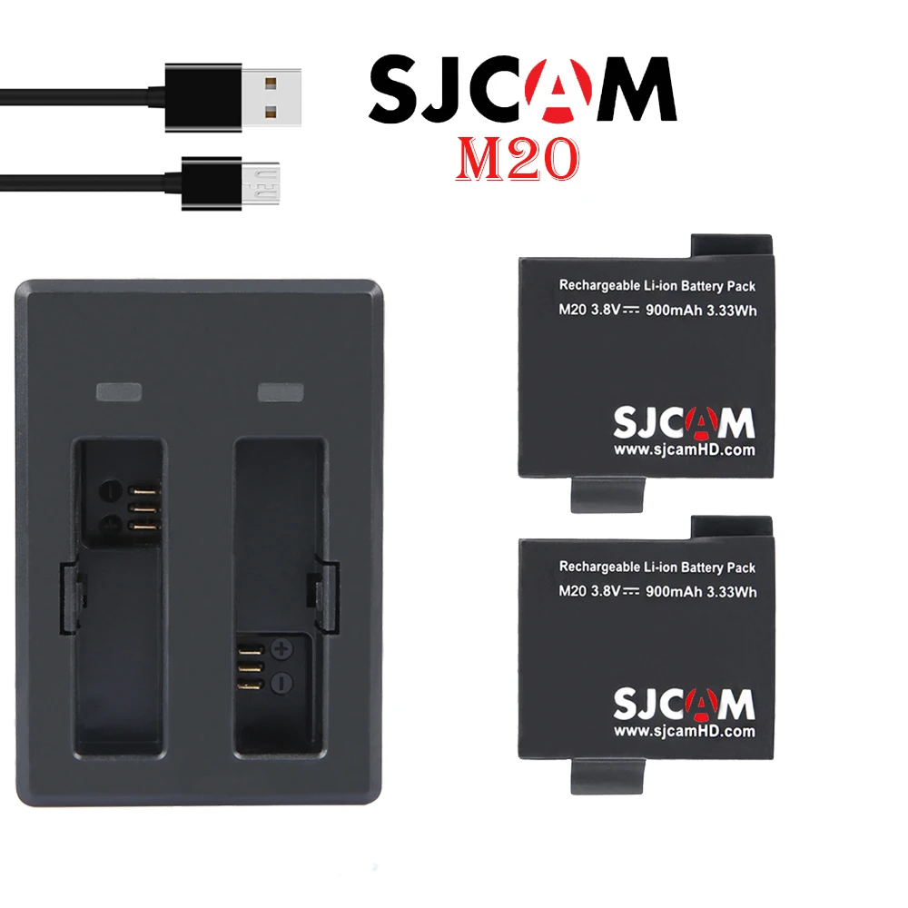 Аккумулятор SJCAM M20 для путешествий с двумя портами usb зарядное устройство+ 4x батареи для sj cam M20 4K Wifi экшн-видеокамеры Аксессуары