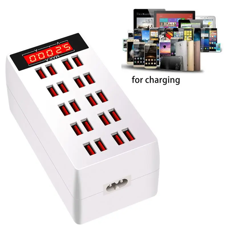 20-Порты 100W usb-хаб телефон Зарядное устройство с светодиодный Дисплей Мощность адаптер зарядная док-станция для iPhone huawei Xiaomi phoneTablet