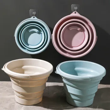 

Portable Folding Laundry Bucket Household Portable Outdoor Bucket Can Be Hung Plastic Silicone Storage Bucket Household Goods