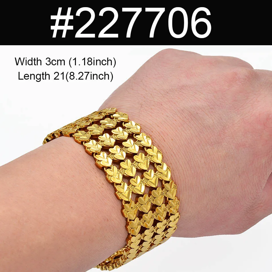 Anniyo 21 см/ширина браслет для женщин и мужчин золотой цвет и медь эфиопские ювелирные изделия Африканский Арабский Браслет Свадебные подарки#072506 - Окраска металла: 227706