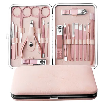 

18pcs Pedicure Manicure Tool Kit Nail Clippers Set with Needle Nail File Trimmer Nose Hair Eyebrow Scissors Tool for Hand Foot