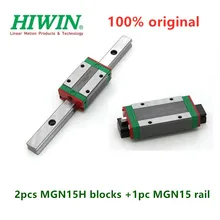 Hiwin-bloques originales MGN15H, carril lineal MGN15, 150, 200, 250, 300, 330, 350, 400, 450, 500, 550, mm, guía MGNR15, piezas cnc, 2 piezas
