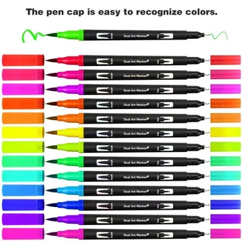 

12/18/24/36/48/60 Pcs/pack Colors FineLiner Dual Tip Brush Pens Drawing Painting Watercolor Art Marker Pens School Supplies