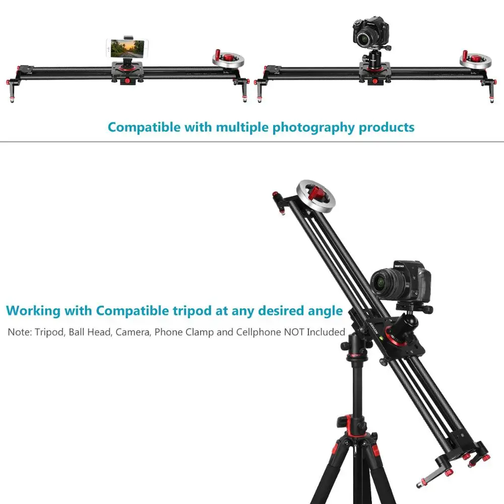 Neewer Камера ползунок видеодорожки тележка железнодорожная стабилизатор 39 дюймов/100 см маховик противовес со светом углеродного волокна рельсы