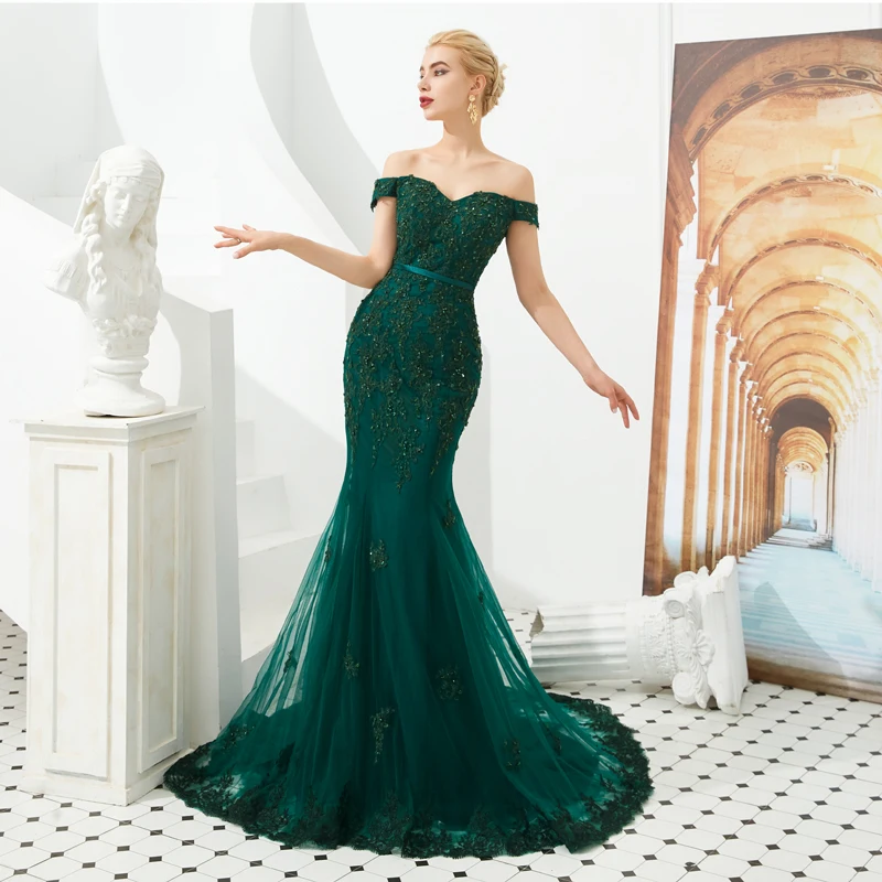 

Custom Made Long Dresses Evening Muslum Dark Green Occasion Dresses For Women Formal Dress Elegant Mermaid Beaded Dresses Party