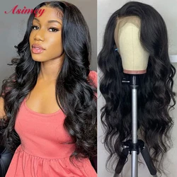 Asimey Natural Color Body Wave Wigs Transparent Lace Frontal Wig  13X4 180% Brazilian Human Hair 32in Preplucked For Black Women