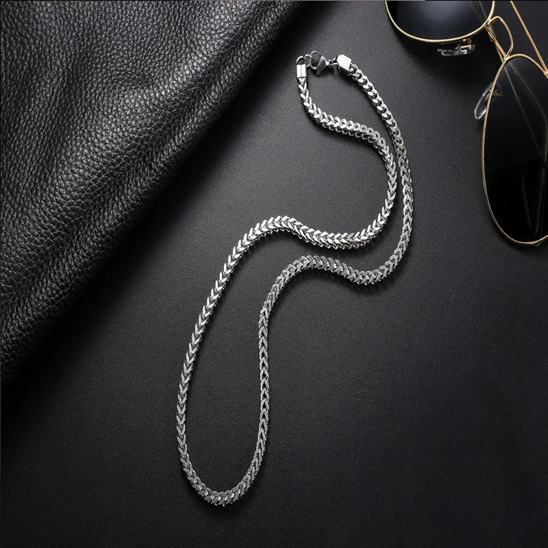 Мужские ожерелья из нержавеющей стали с полировкой длинные черные кубинские