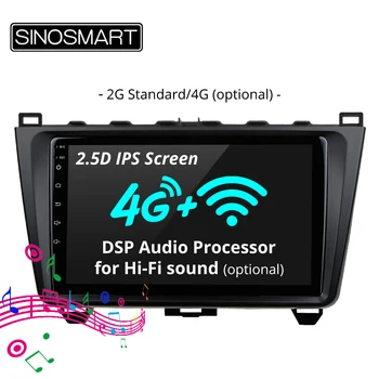 

SINOSMART Stock in Russia EU 2.5D IPS 2G RAM Car GPS Navigation Player for Mazda 6 2008-2012 32EQ DSP, 4G SIM Card Slot Optional