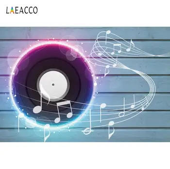 

Laeacco Glowing Disc Player Wooden Board Musical Score Photography Backgrounds Seamless Photographic Backdrops For Photo Studio
