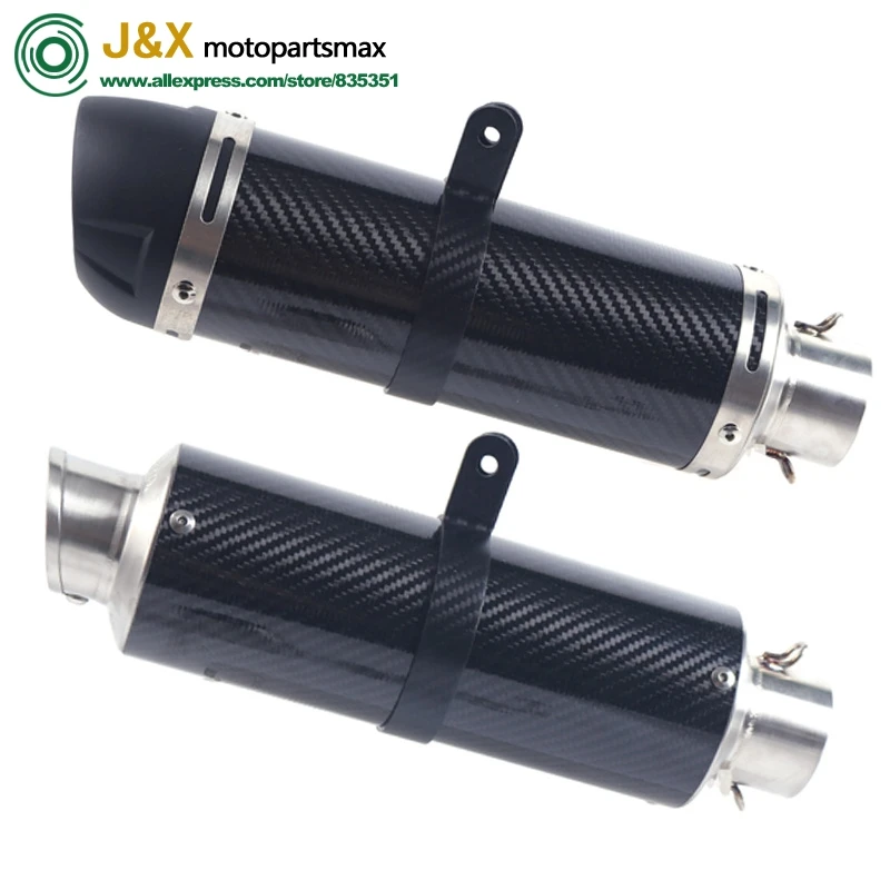 

E-Mark Universal Motorcycle Real Carbon Fiber Slip On Exhaust Muffler Pipe Escape with DB Killer for Most Motorcycle