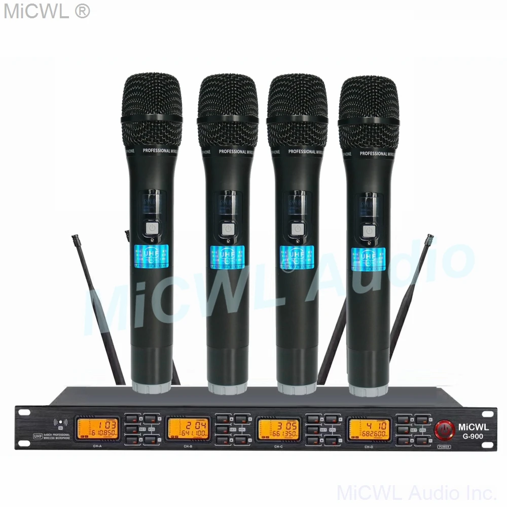 

Микрофонная система MiCWL, профессиональный беспроводной караоке 4 ручной регулируемый 250 м, большой диапазон