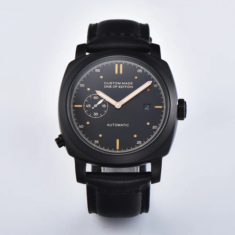 

PARNIS 44MM automatic mechanical watch for the Men's waches men High Case Mineral Glass Black Stainless Steel