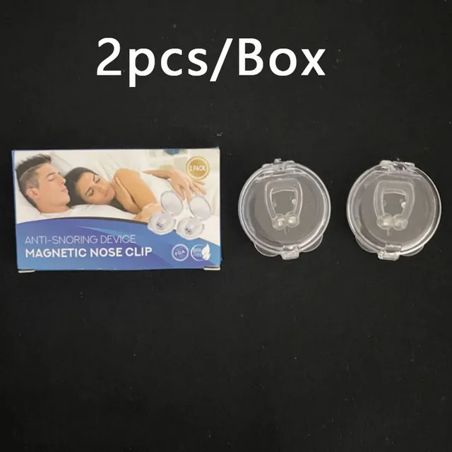 2/4 Pc Magnetic Anti Snoring Device Silicone Anti Snore Stopper Nose Clip Tray Sleeping Aid Apnea Guard Night Device With Case 2pcs per box